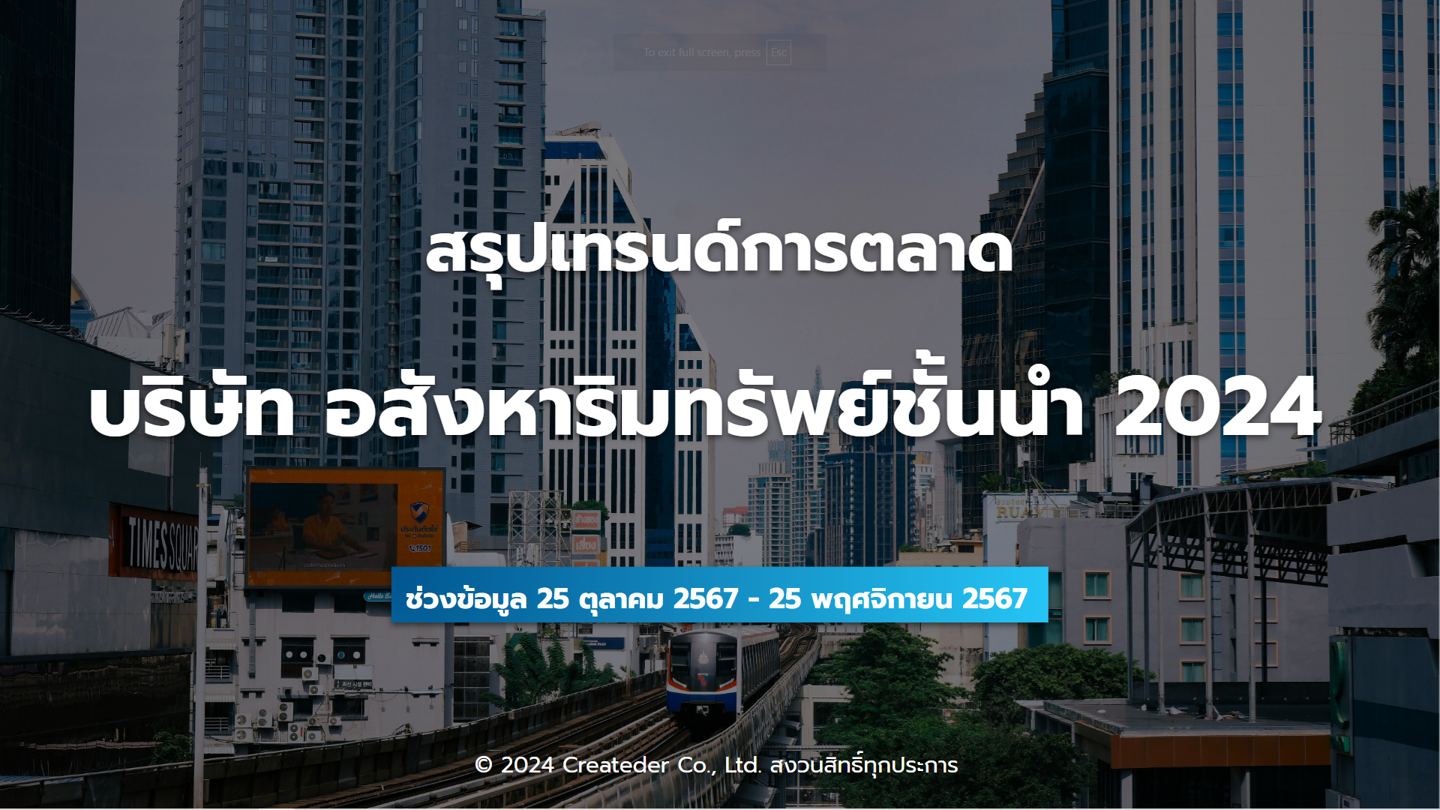 วิเคราะห์การสื่อสารผ่านโซเชี่ยลมีเดีย ของบริษัทอสังหาฯชั้นนำของไทย ประจำเดือนพฤศจิกายน 2567